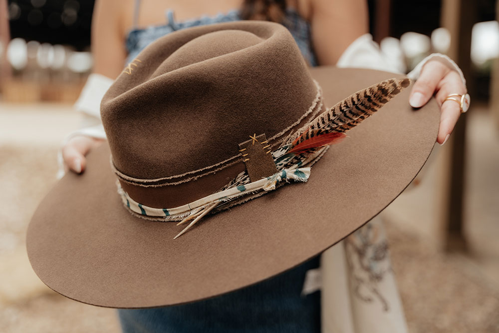 A close up of a cowboy hat.